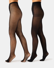 2 Pack Mini Fishnet Tight Black