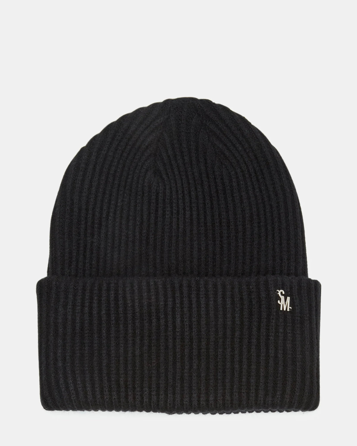 Double Layer Ribbed Knit Beanie Black