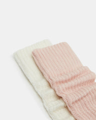 2 Pack Slouchy Crew Socks Blush Multi