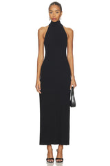 Knit Halter Turtleneck Fluid Dress