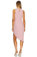 Ruched Asymmetrical Midi Dress