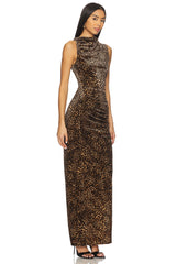 Velvet High Neck Maxi Dress