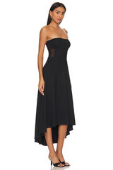 Mesh Strapless Midi Dress