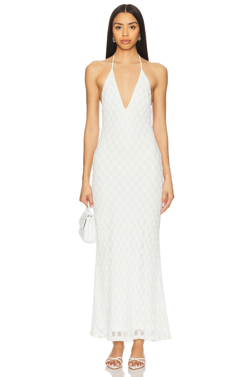 x REVOLVE Adoni Halter Mesh Midi Dress
