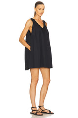 Mini Dress With Lace in Tech Poplin