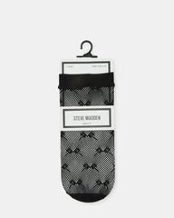 2 Pack Bow Fishnet Anklet Socks Black