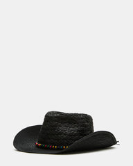 Beaded Trim Western Hat Black