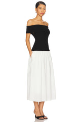 Darcy Mixed Media Off Shoulder Dress