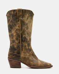 Albany Brown Distressed Wide Calf
