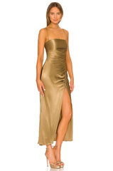 Thalia Bias Ruched Midi Dress