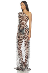 Zebra Print Maxi Dress