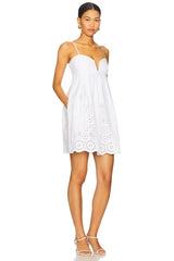 Embroidered Poplin V Wire Dress