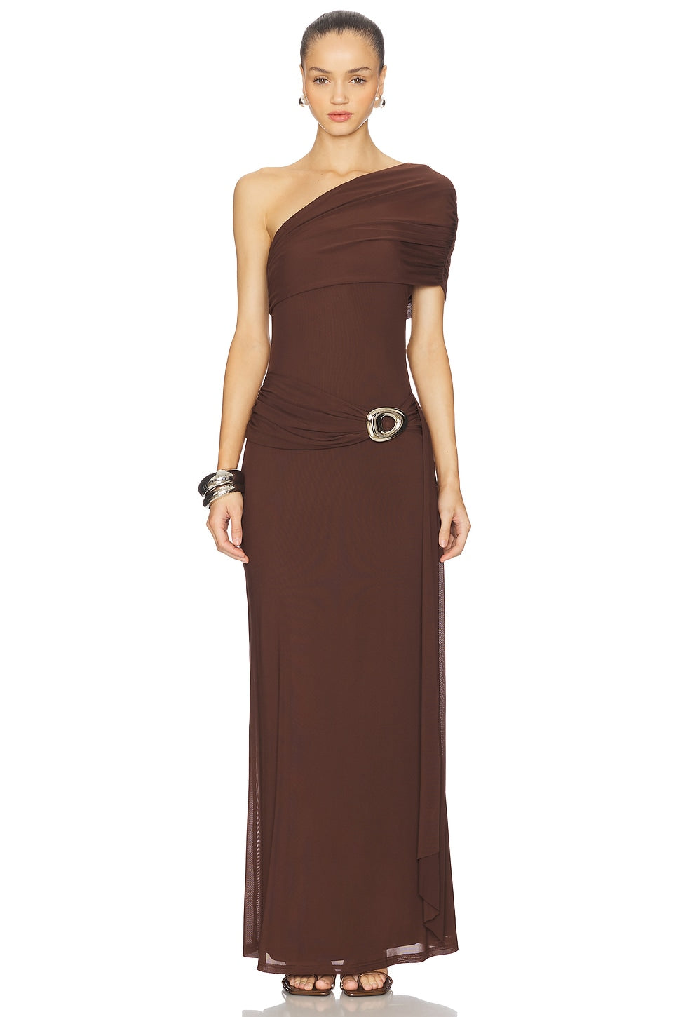 Kassi Draped One Shoulder Midi Dress