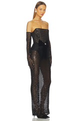 Farah Embellished Maxi Dress With Gloves