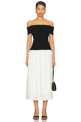 Darcy Mixed Media Off Shoulder Dress