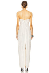 Pinstripe Long Strapless Dress