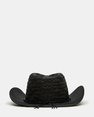 Beaded Trim Western Hat Black
