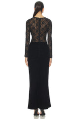 Helenie Velour Lace Maxi Dress