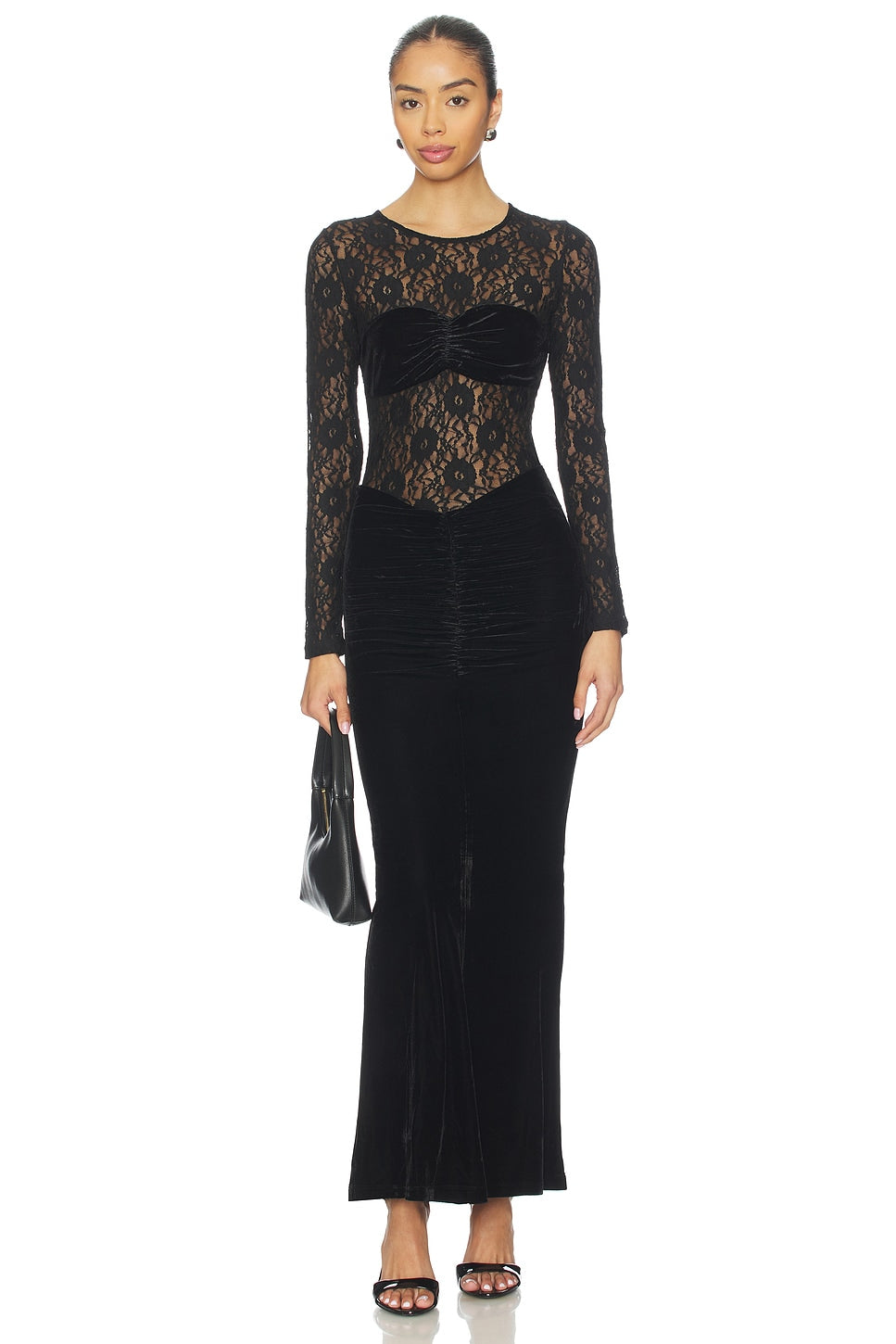 Helenie Velour Lace Maxi Dress