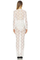 Long Sleeve V-Halter Column Dress