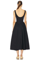 Stretch Cotton Sateen Midi Dress