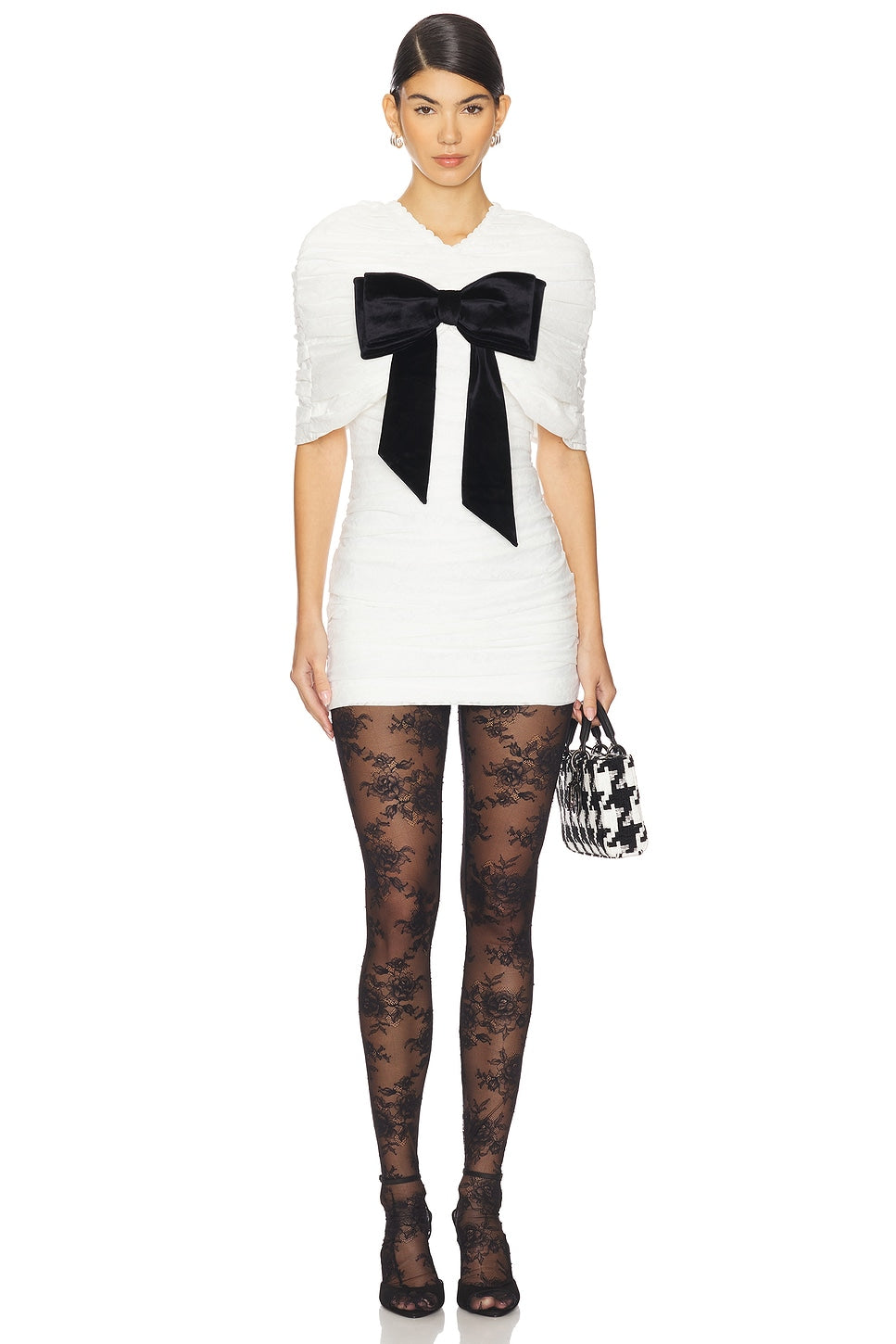 Lace Overlay Shoulder Dress Three-piece Set