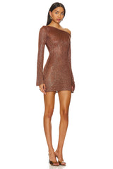 Maya Sleeve Mini Dress - Chocolate Sequin