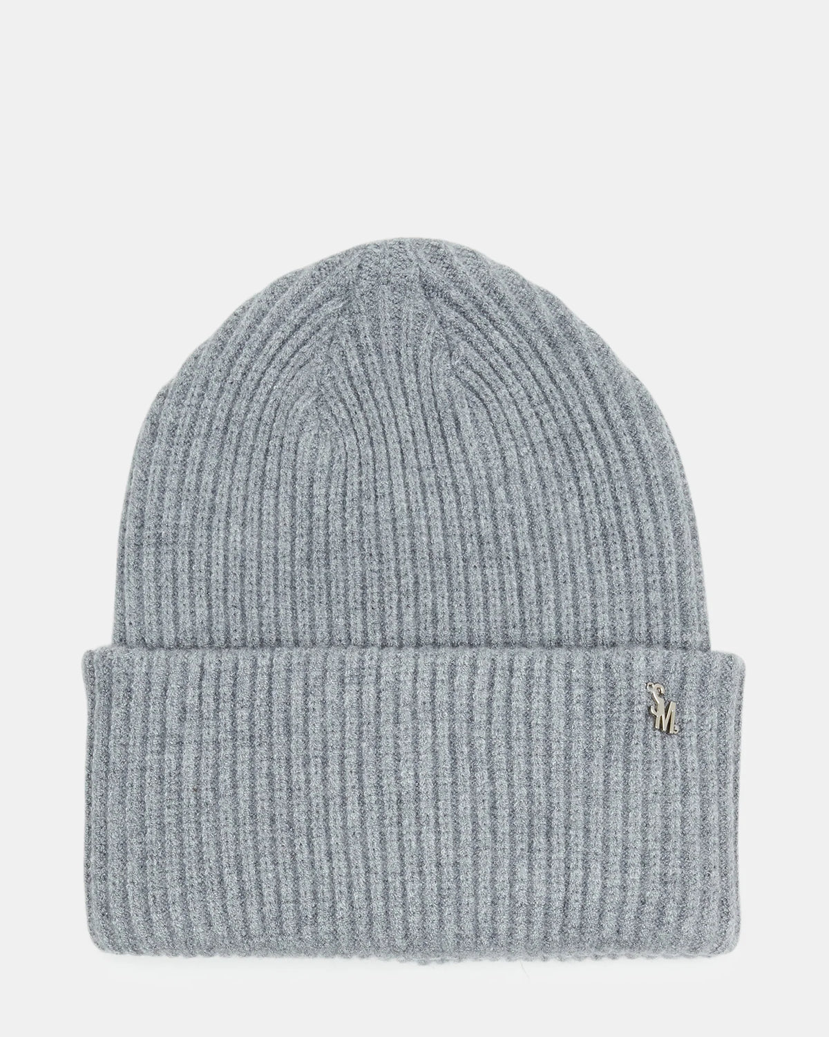 Double Layer Ribbed Knit Beanie Grey