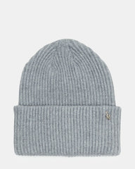 Double Layer Ribbed Knit Beanie Grey
