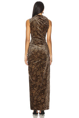 Velvet High Neck Maxi Dress