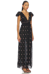 Poppy Pleated Lace Maxi Dress