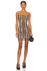Haze Dress Shapewear Fishnet Bandeau Fringe Dress