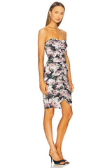 Strapless Shirred Mini Dress