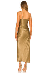 Thalia Bias Ruched Midi Dress