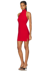 Halter Turtle Side Slit Mini Dress