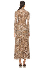 Lea Printed Mesh Midi Dress