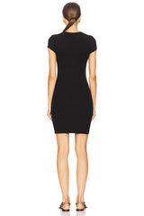 Silk Rib Cap Sleeve Mini Dress