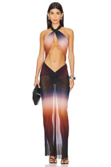 Knotted Halterneck Maxi Dress