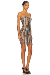 Haze Dress Shapewear Fishnet Bandeau Fringe Dress