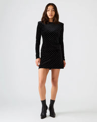 Cindi Studded Velvet Skirt Black