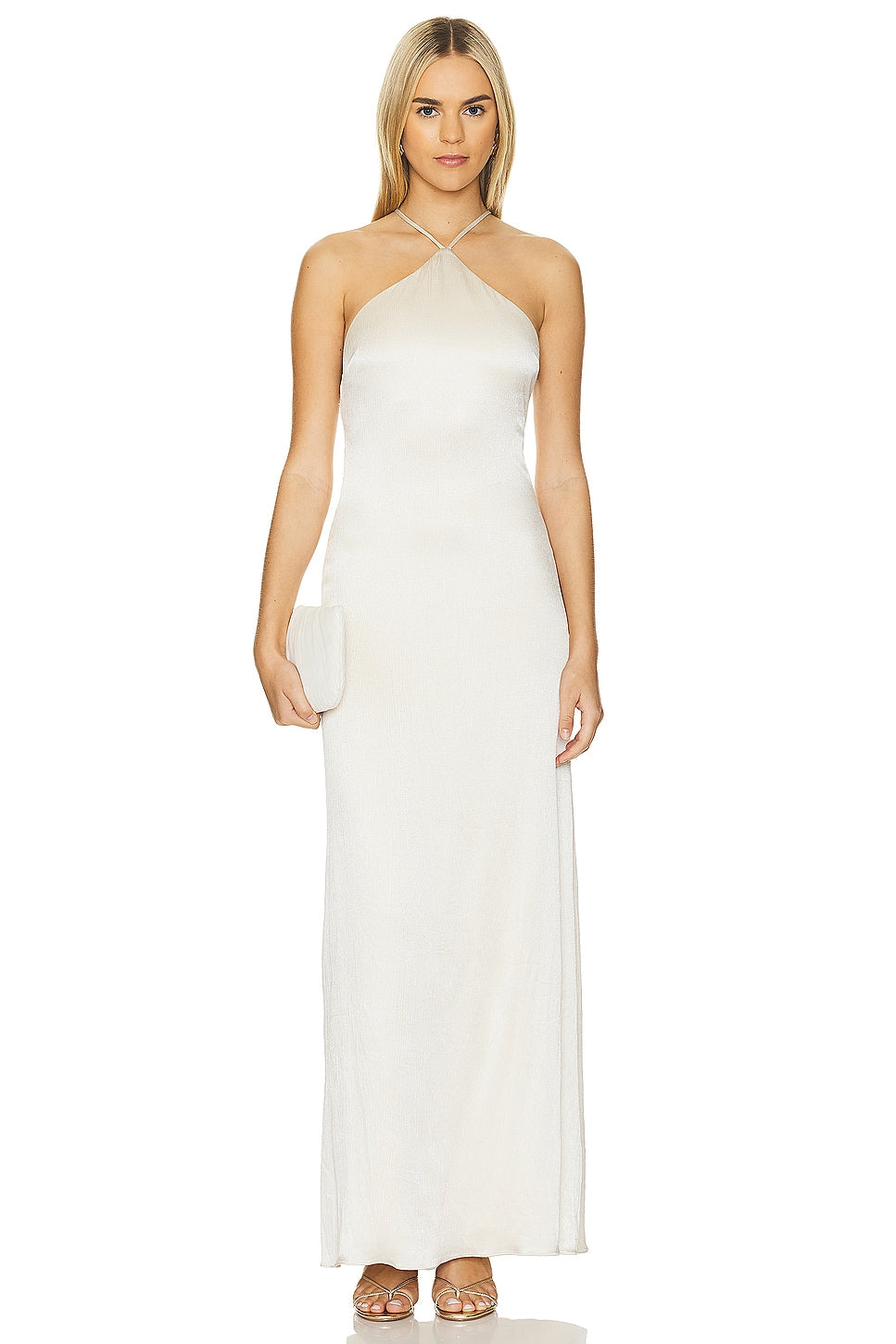 Glossy Halter Maxi Dress