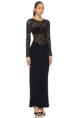 Helenie Velour Lace Maxi Dress