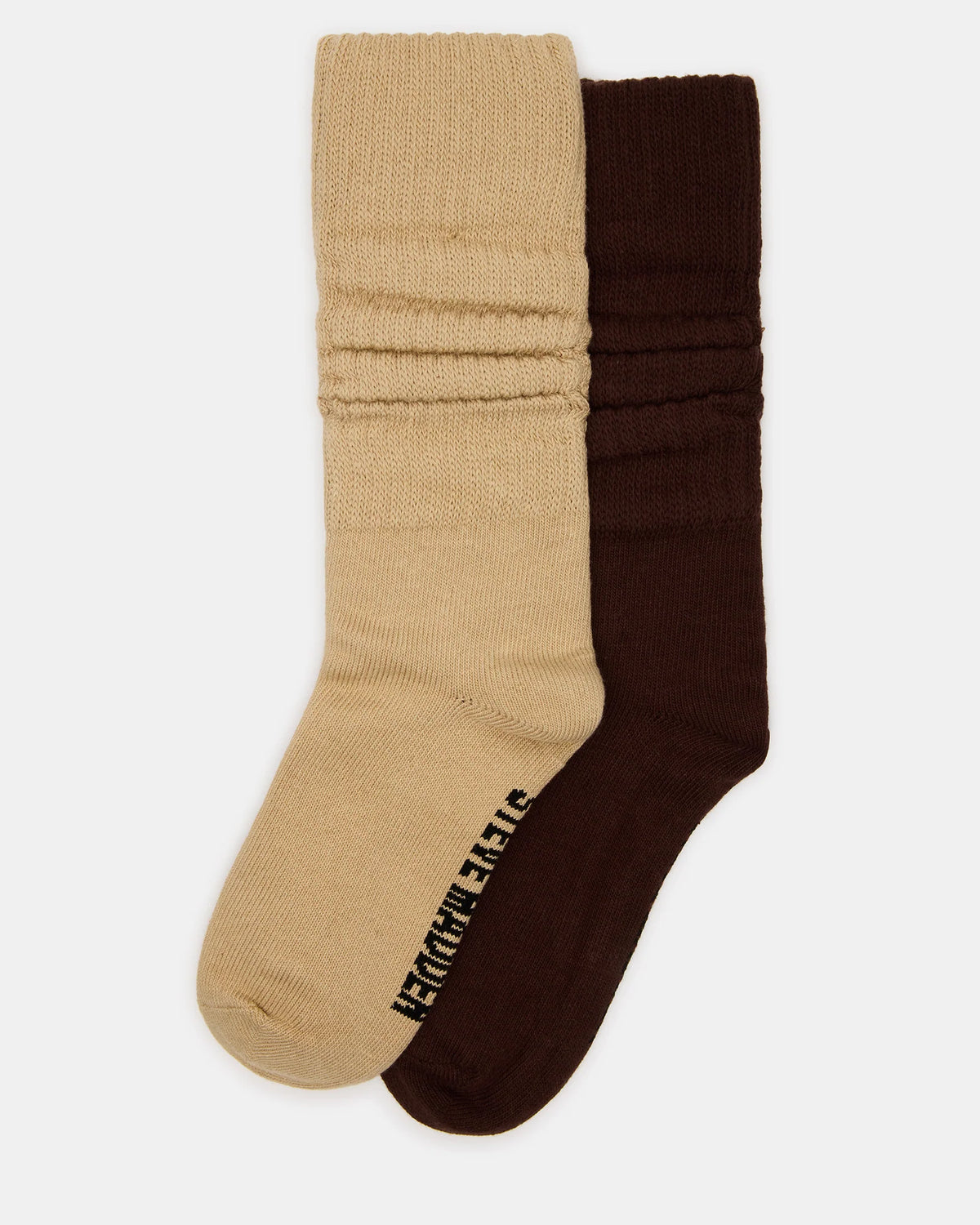 2 Pack Rib Slouch Socks Tan Multi