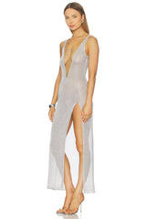 Lurex Knit Laddered Maxi Dress