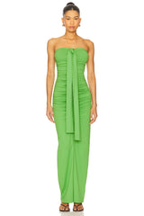 Center Gathered Tie With Slit Dress